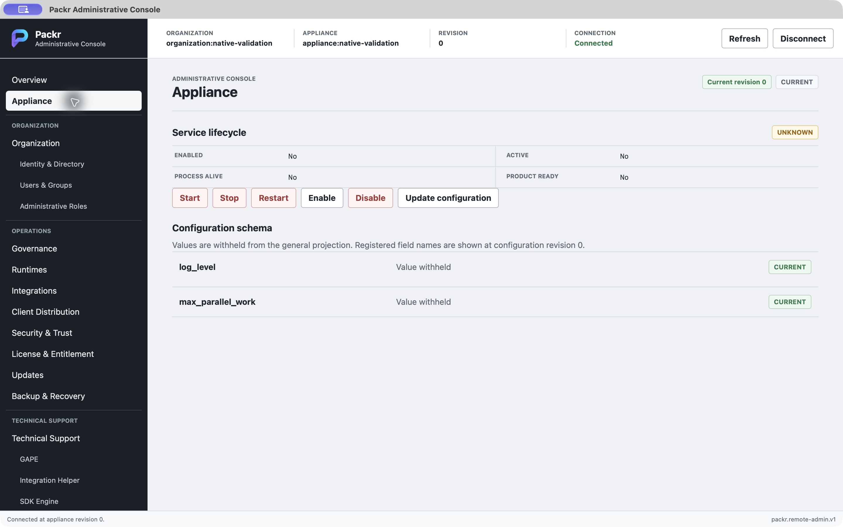 Appliance before the approved change in the isolated local repaired candidate.