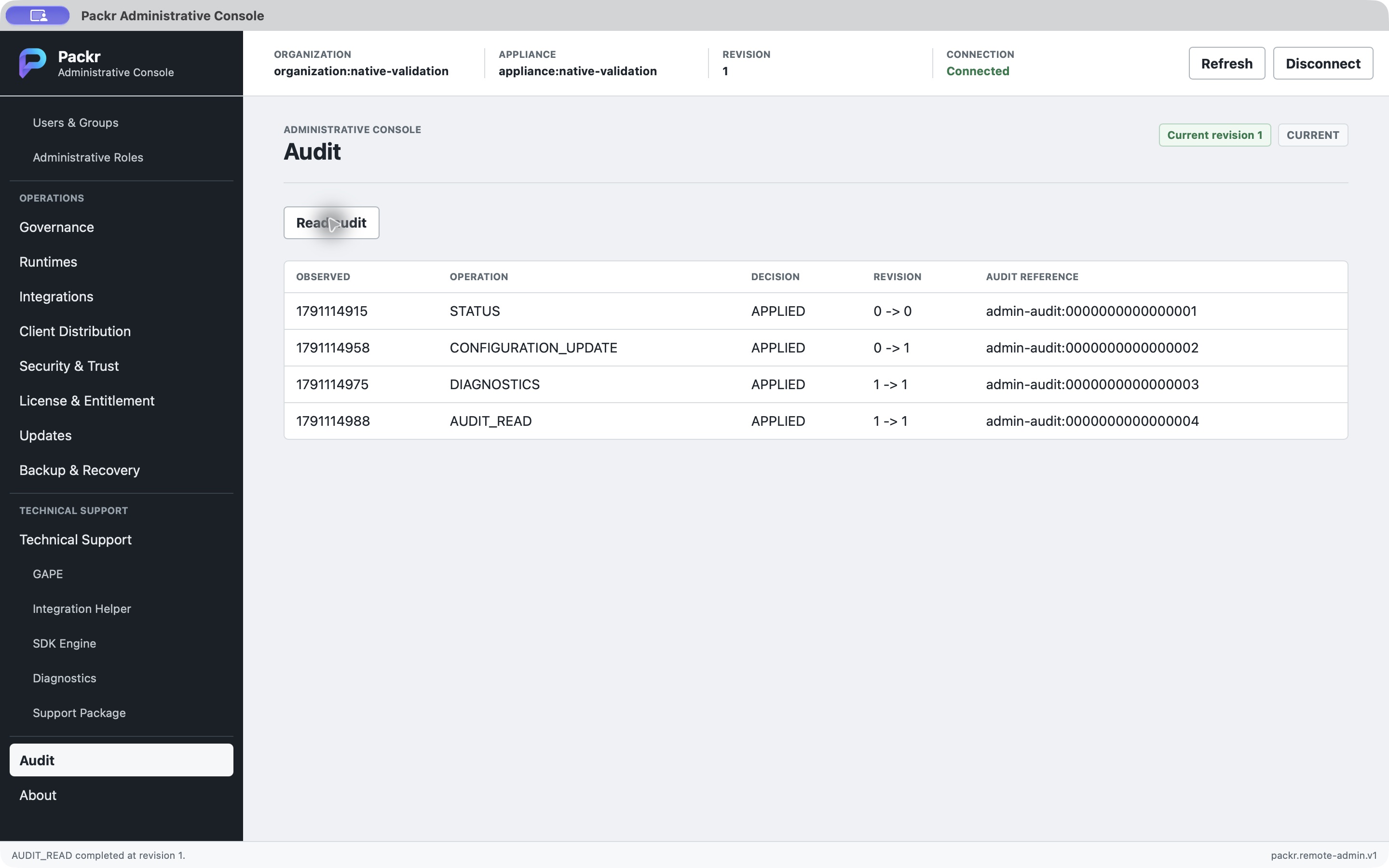 Four returned audit entries in the isolated local repaired candidate.