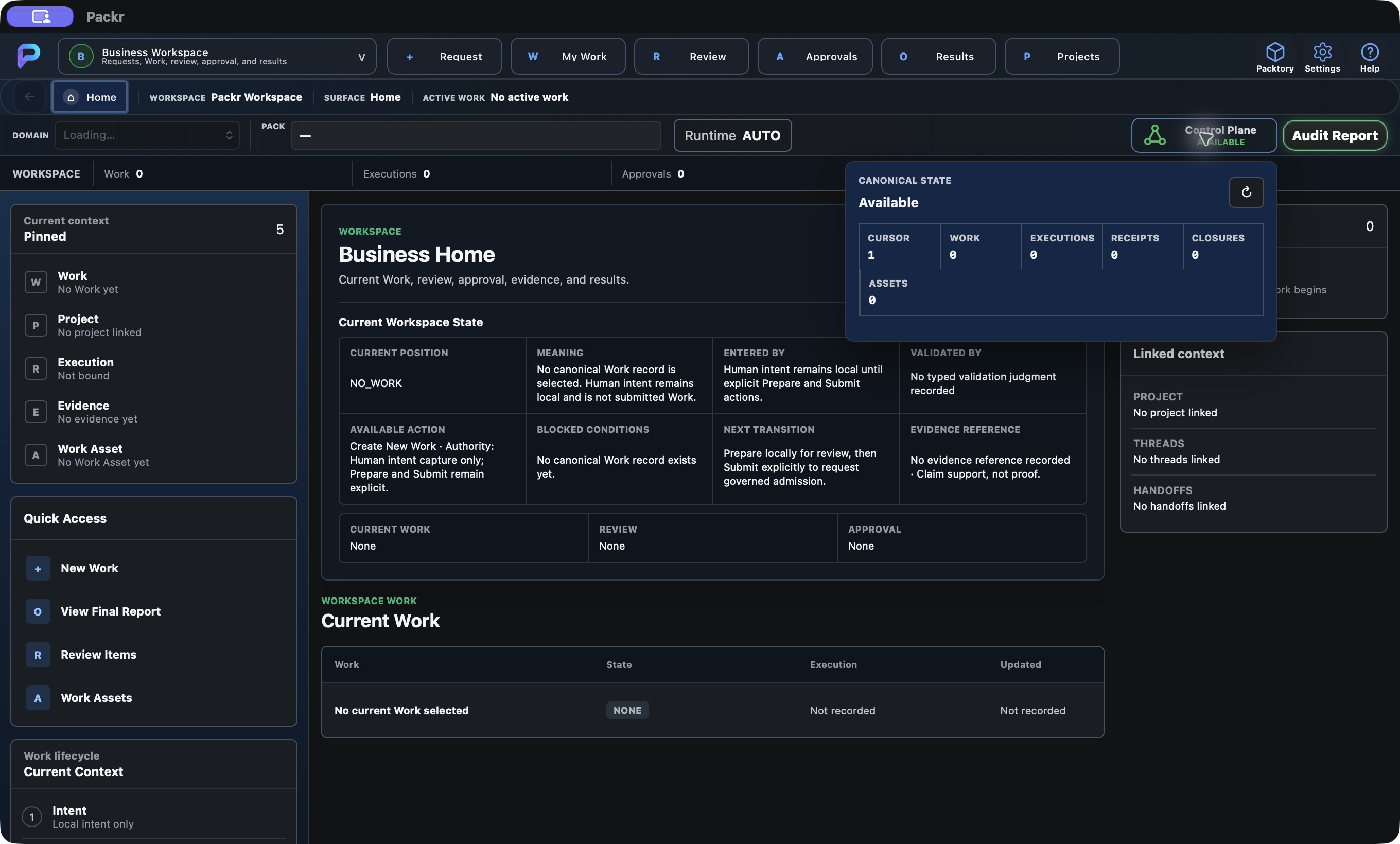 Actual Packr native screen. Business: confirm the connected target.