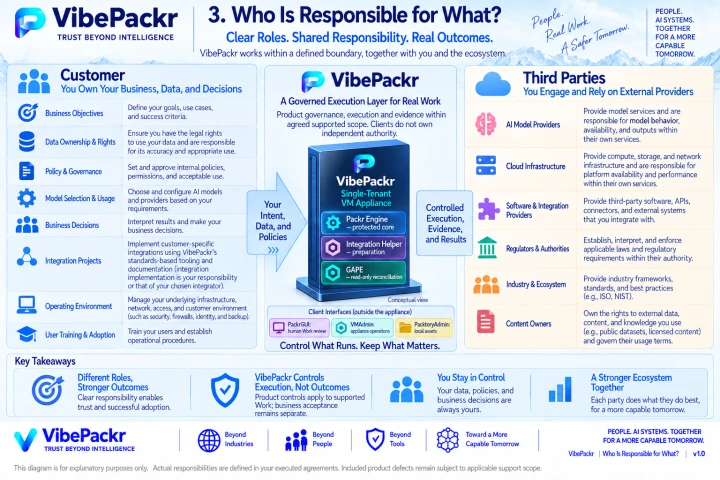 Customer, VibePackr and third-party responsibility diagram